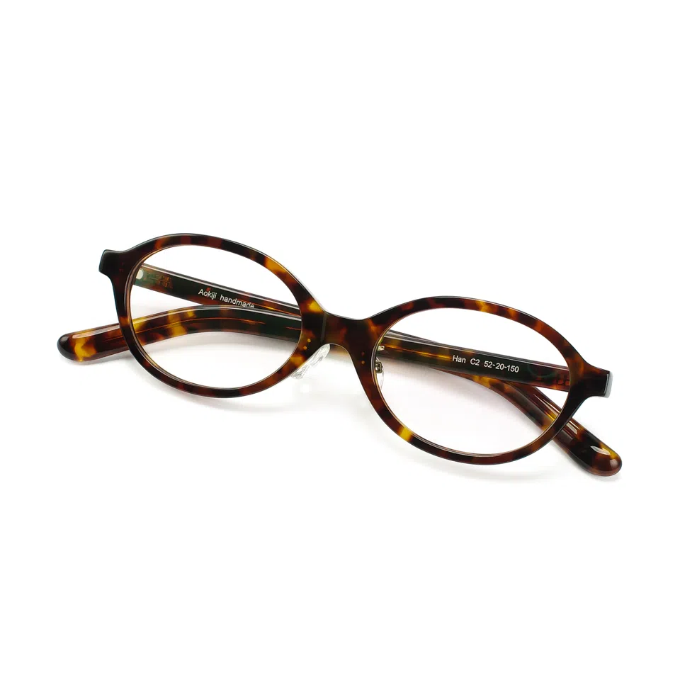 【可配度数】 青雉作 法式浪漫大脸独立鼻托书呆子眼镜复古文艺猫眼近视镜框粗框塌鼻梁 意大利板材 椭圆形 光学镜架 女款 深玳瑁色 黑色