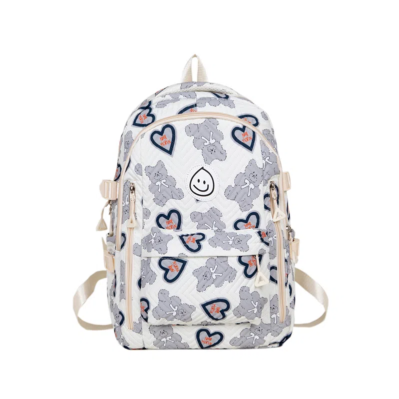 泰格奴 小清新休闲高颜值精美潮版韩版背包初中生高中生大学生上课百搭书包 尼龙 双肩包 男女同款情侣款 粉红色/蓝色/灰色/黑色