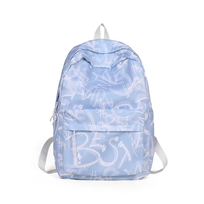 南潇湘 小清新休闲高颜值精美潮版韩版背包初中生高中生大学生上课百搭书包 尼龙 双肩包 男女同款情侣款 蓝色/绿色/红色/黑色