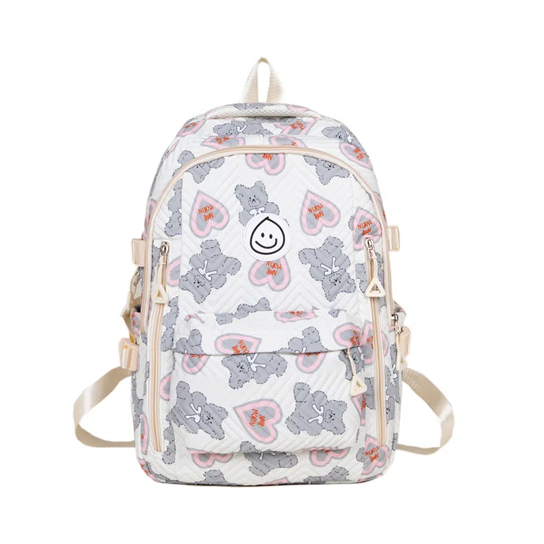 泰格奴 小清新休闲高颜值精美潮版韩版背包初中生高中生大学生上课百搭书包 尼龙 双肩包 男女同款情侣款 粉红色/蓝色/灰色/黑色