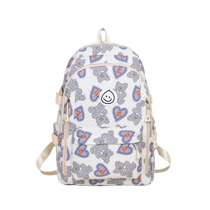 泰格奴 小清新休闲高颜值精美潮版韩版背包初中生高中生大学生上课百搭书包 尼龙 双肩包 男女同款情侣款 粉红色/蓝色/灰色/黑色