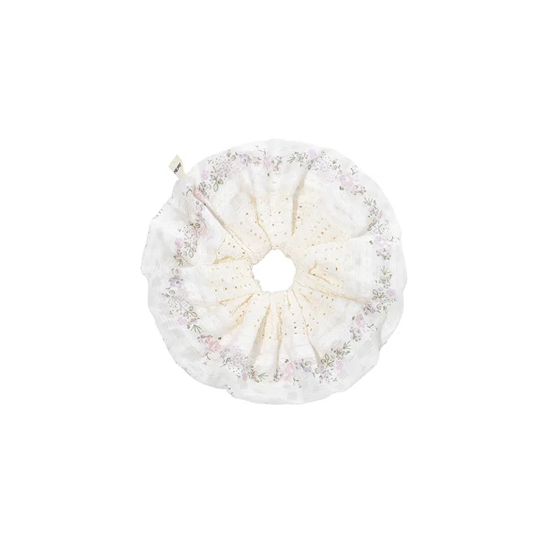 水中玉 小清新碎花褶皱大肠发圈后脑勺简约百搭不伤发扎发发绳发饰 皮筋 头绳 女款