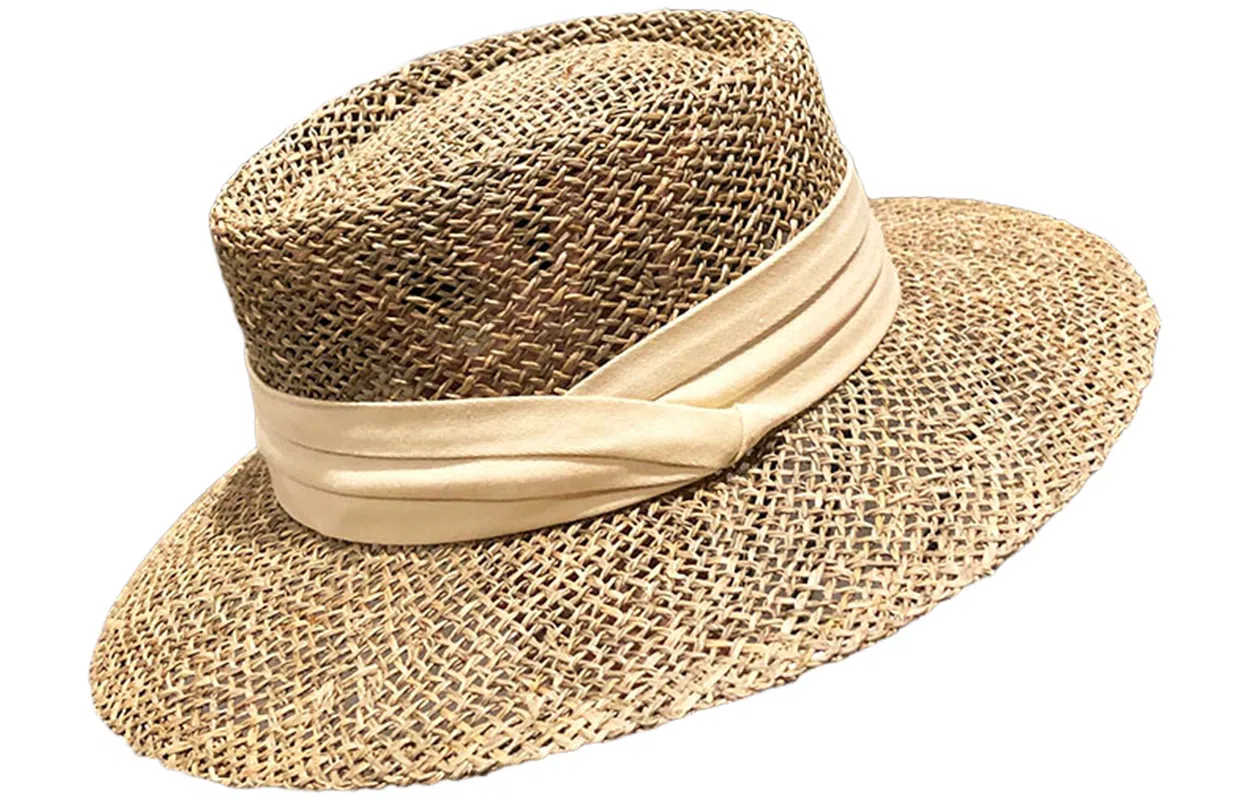 优幽兰 韩版百搭草帽平顶礼帽女时尚出游防紫外线度假镂空透气遮阳帽优雅气质大帽檐显脸小太阳帽子 植物材料 防晒帽 女款