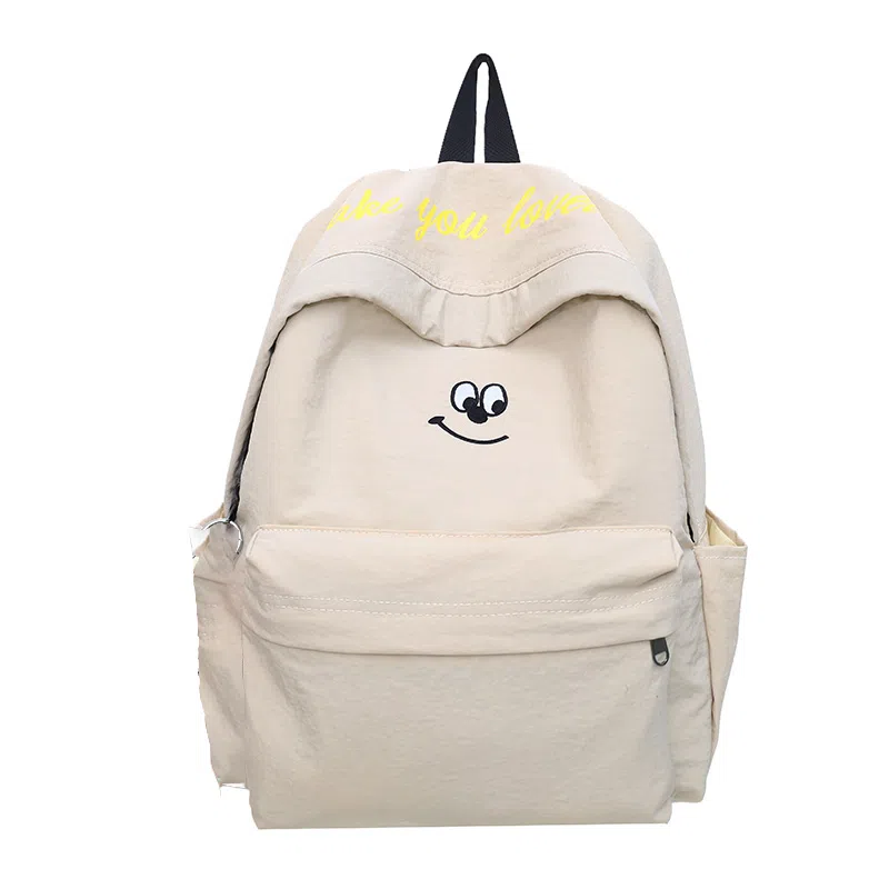 泰格奴 涂鸦通勤旅行小清新轻便高颜值大容量背包初中高中大学生上课百搭书包 尼龙 双肩包 男女同款情侣款 米白色/浅蓝色/藏青色/黑色