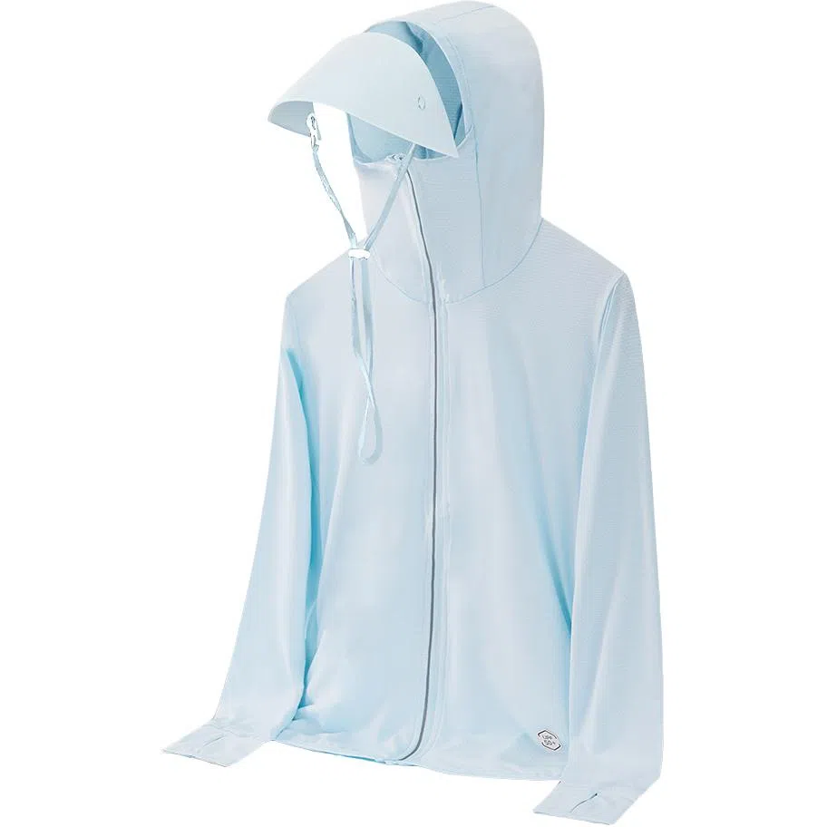 冰丝感防紫外线透气防水弹力可拆卸帽檐连指设计简约户外情侣夏季运动皮肤衣防晒服 男女同款