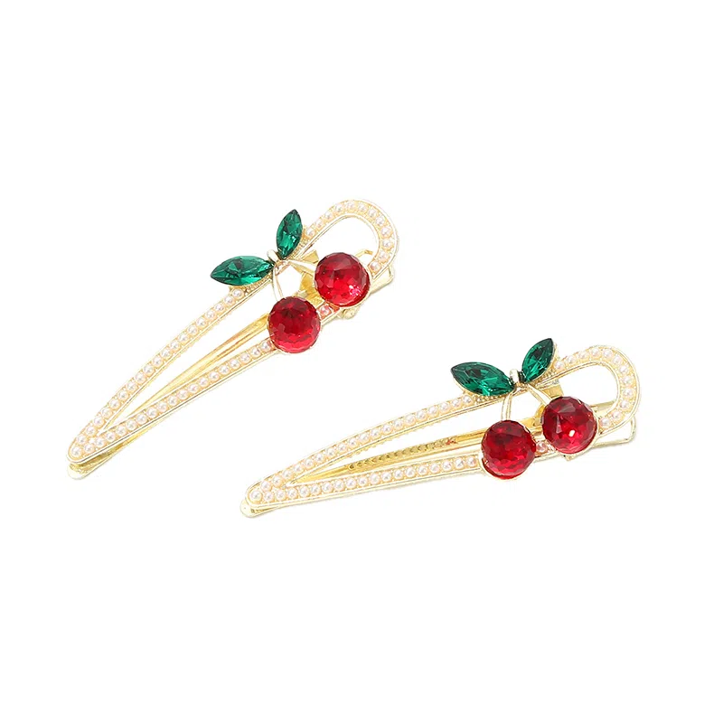 如花梦 可爱樱桃刘海夹少女侧边顶夹鸭嘴夹 合金 发夹 女款