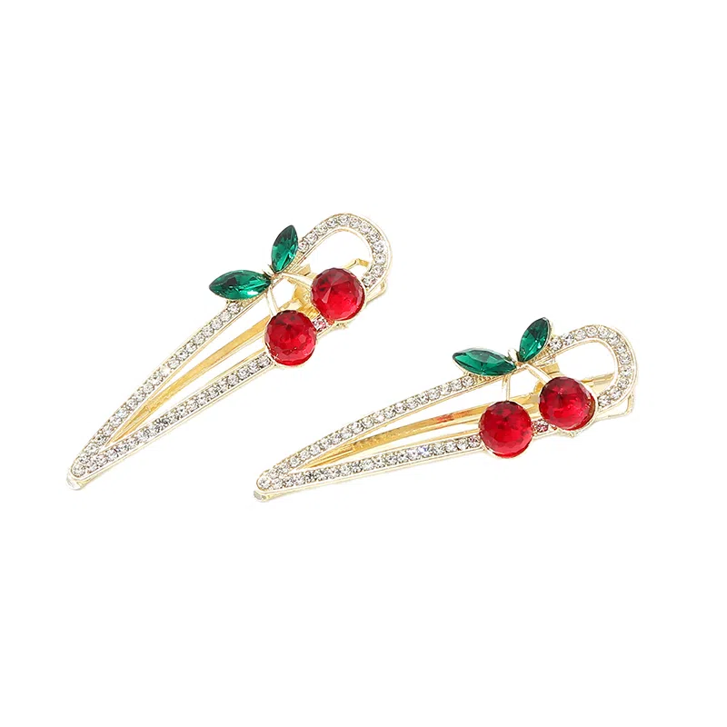 如花梦 可爱樱桃刘海夹少女侧边顶夹鸭嘴夹 合金 发夹 女款