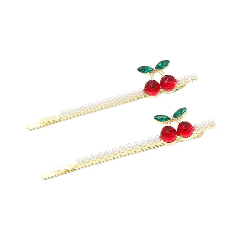 如花梦 可爱樱桃刘海夹少女侧边顶夹鸭嘴夹 合金 发夹 女款