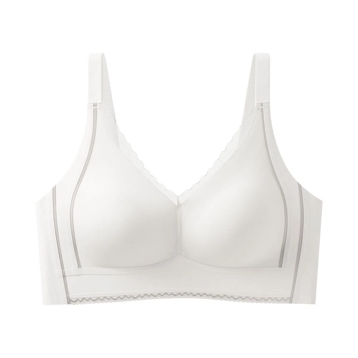 欧迪芬 轻薄透气柔软亲肤上托聚拢防下垂蕾丝花边侧翼加高收副乳清凉感文胸 女款