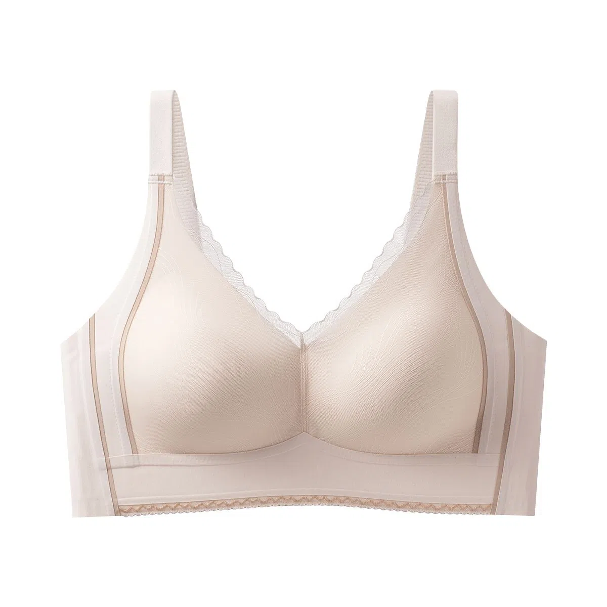 欧迪芬 轻薄透气柔软亲肤上托聚拢防下垂蕾丝花边侧翼加高收副乳清凉感文胸 女款