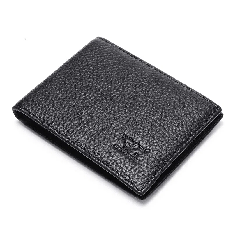 SEPTWOLVES Simple Leather Card Holder Black