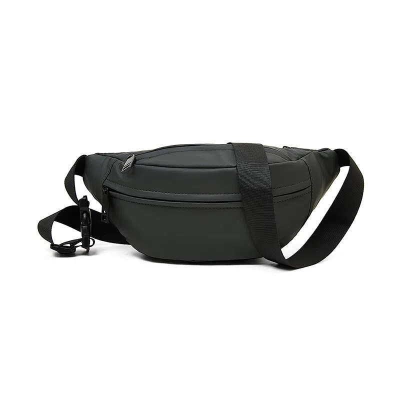 老人头 潮酷休闲百搭简约轻便出行 合成革 腰包 常规 男款 黑色