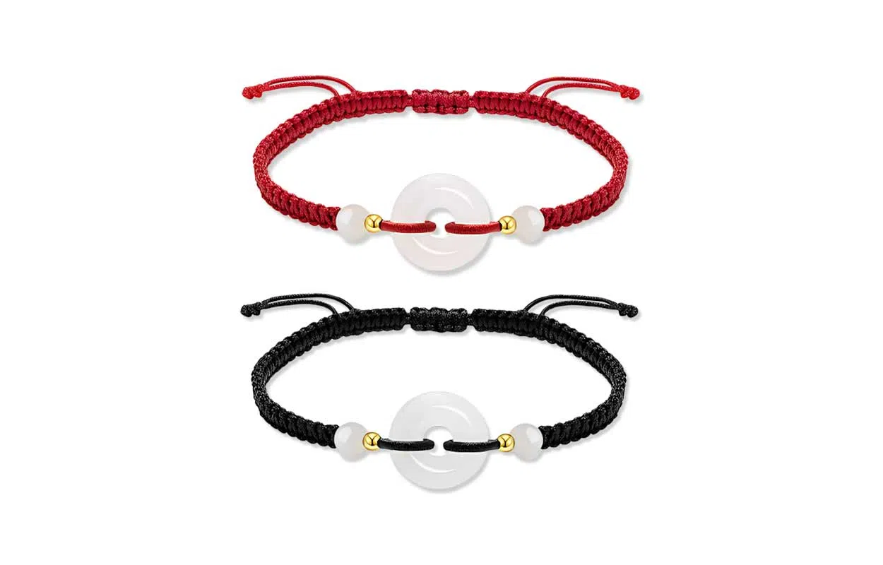 百利金 平安扣 平安转运吉祥顺遂国潮复古新中式简约气质精致轻奢小众设计转运珠可调节编织链#好运 玛瑙 手链 男女同款情侣款