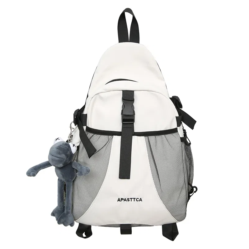 高颜值时尚简约潮酷大容量高中生大学生 尼龙 胸包 男女同款情侣款 黑色/白色