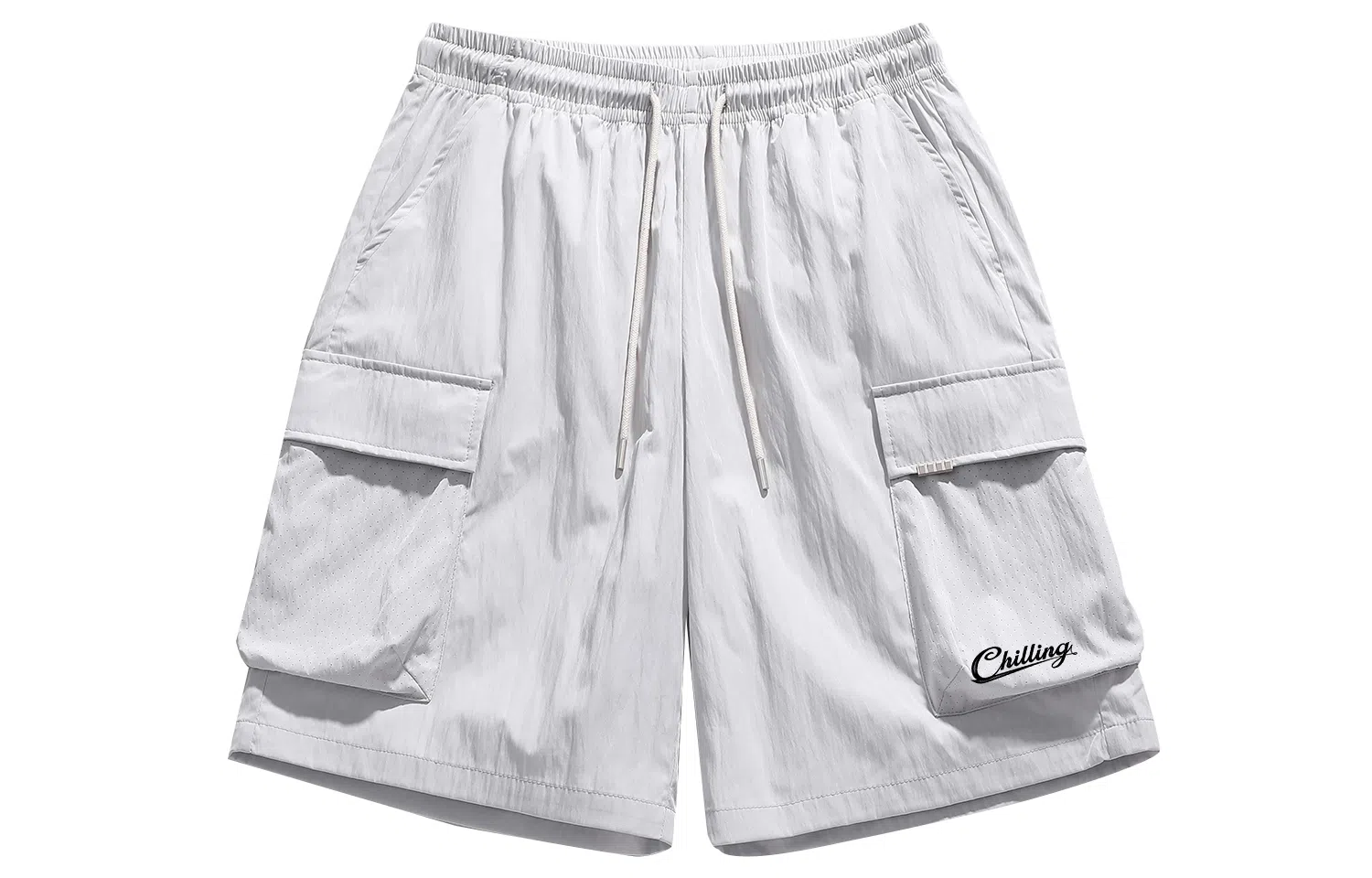 加菲猫家族 山系纯色简约字母设计印花宽松舒适轻薄透气户外运动百搭系带松紧腰五分休闲短裤 男女同款