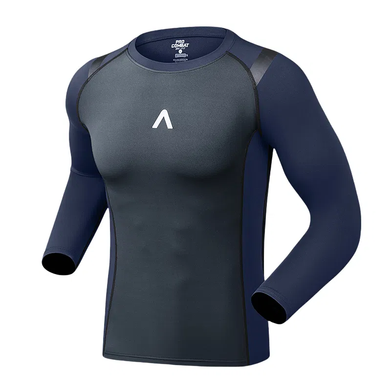 浪莎 速干运动上衣跑步训练高弹长袖户外钓鱼健身衣 男款