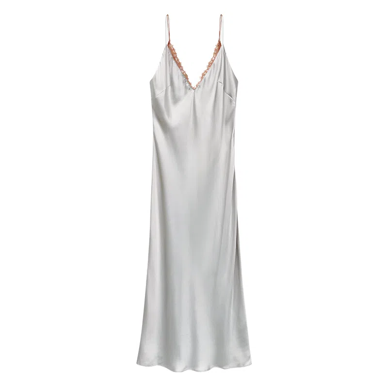 桑罗 真丝法式复古柔软蕾丝拼接无袖睡裙 女款 礼盒装