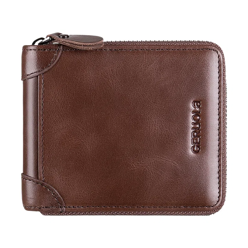 歌若拉 拉链多卡位证件包 头层牛皮 钱包 男款 多色