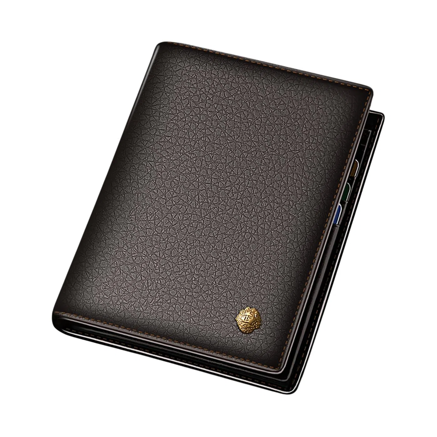 老人头 商务百搭轻薄时尚高级质感短款多卡位 头层牛皮 钱包 男款 黑色/啡色