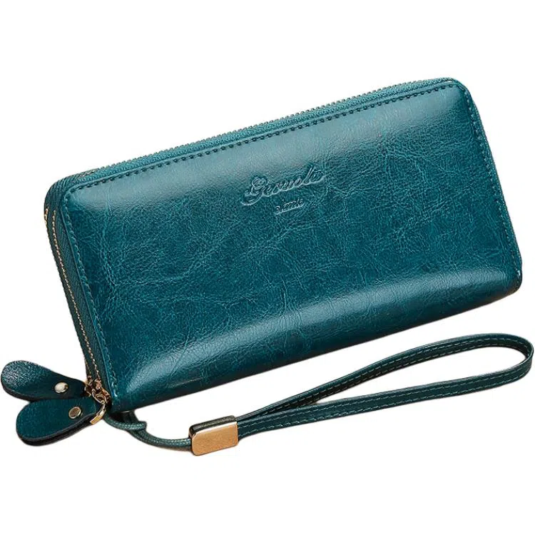 歌若拉 双拉链多卡位 牛皮 钱包 男女同款情侣款 多色