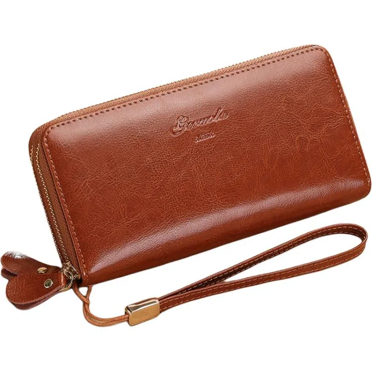 歌若拉 双拉链多卡位 牛皮 钱包 男女同款情侣款 多色