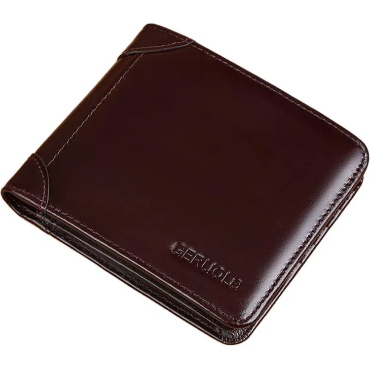 歌若拉 真皮短款皮夹子软皮实用多卡位银行卡横款 头层牛皮 钱包 男款 多色