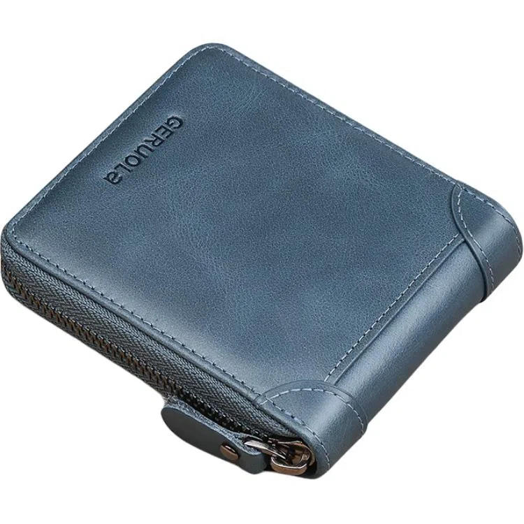 歌若拉 拉链多卡位证件包 头层牛皮 钱包 男款 多色