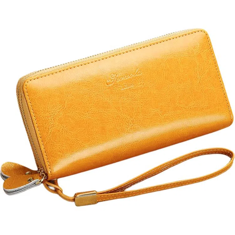 歌若拉 双拉链多卡位 牛皮 钱包 男女同款情侣款 多色