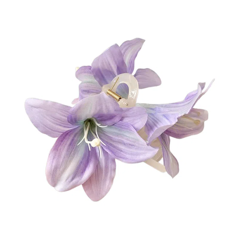 蒙妮 超仙百合花朵 抓夹亚克力 布艺 发夹 女款