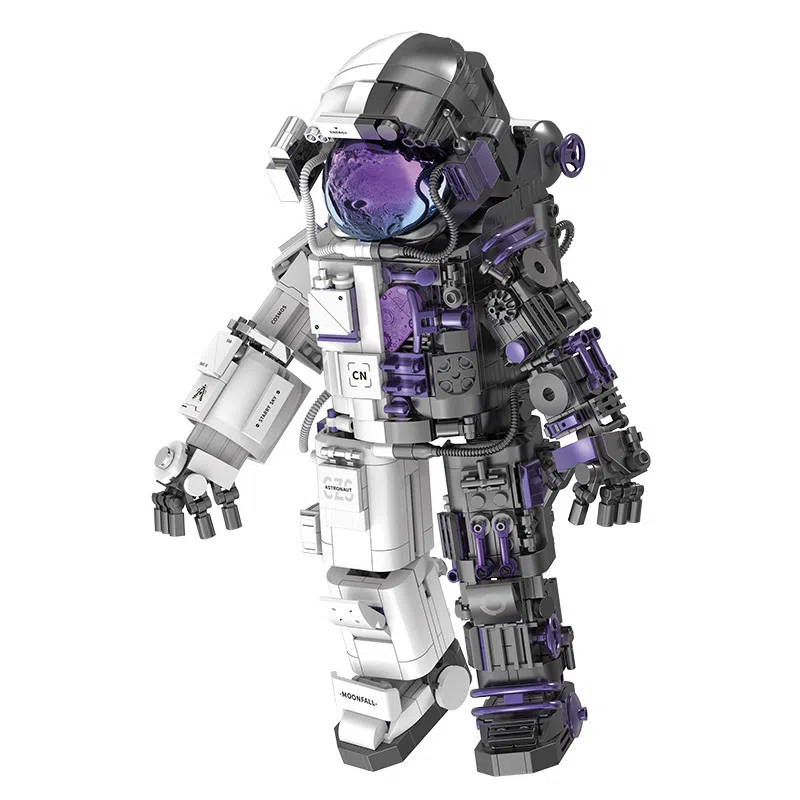 欧洛伊 国风半身机械宇航员 酷炫设计 创意拼搭 多处可活动关节 配底座 拼装模型