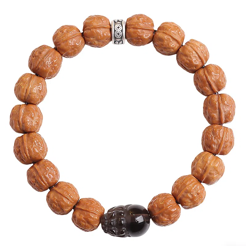 木盛缘 【招财进宝  原皮原色】蛤蟆纹佛珠搭木带宝单圈文玩 猴头核桃 手串 男女同款情侣款