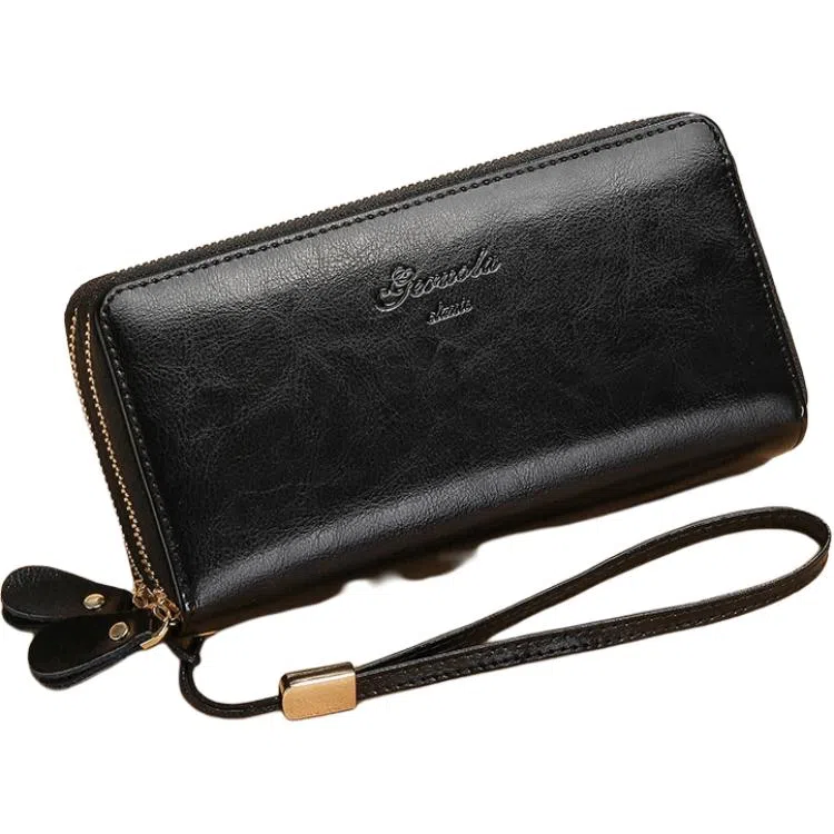 歌若拉 双拉链多卡位 牛皮 钱包 男女同款情侣款 多色