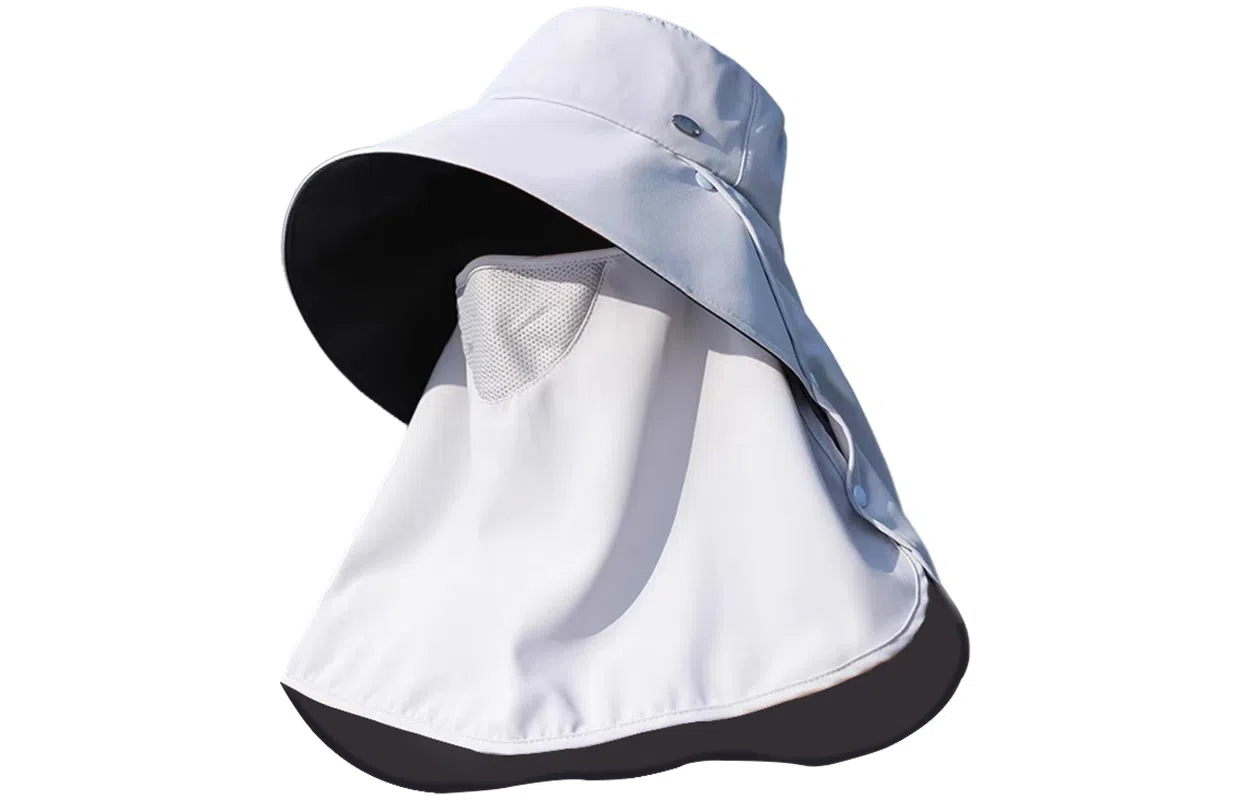 优幽兰 时尚百搭大帽檐遮阳帽小众设计感全脸面罩护颈披肩一体夏季户外出行骑车防紫外线透气太阳帽子 锦纶 防晒帽 女款