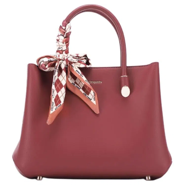 红蜻蜓 纯色都市简约 牛剖层革 手提包 女款 多色