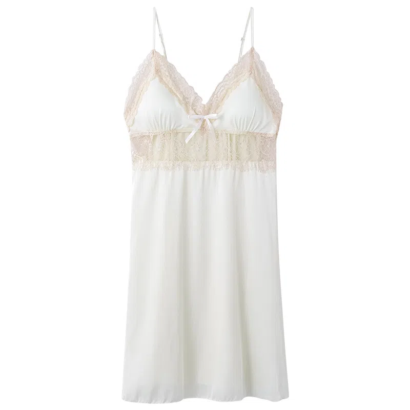 欧迪芬 性感纯欲风冰丝吊带带胸垫不凸点居家无袖睡裙 女款
