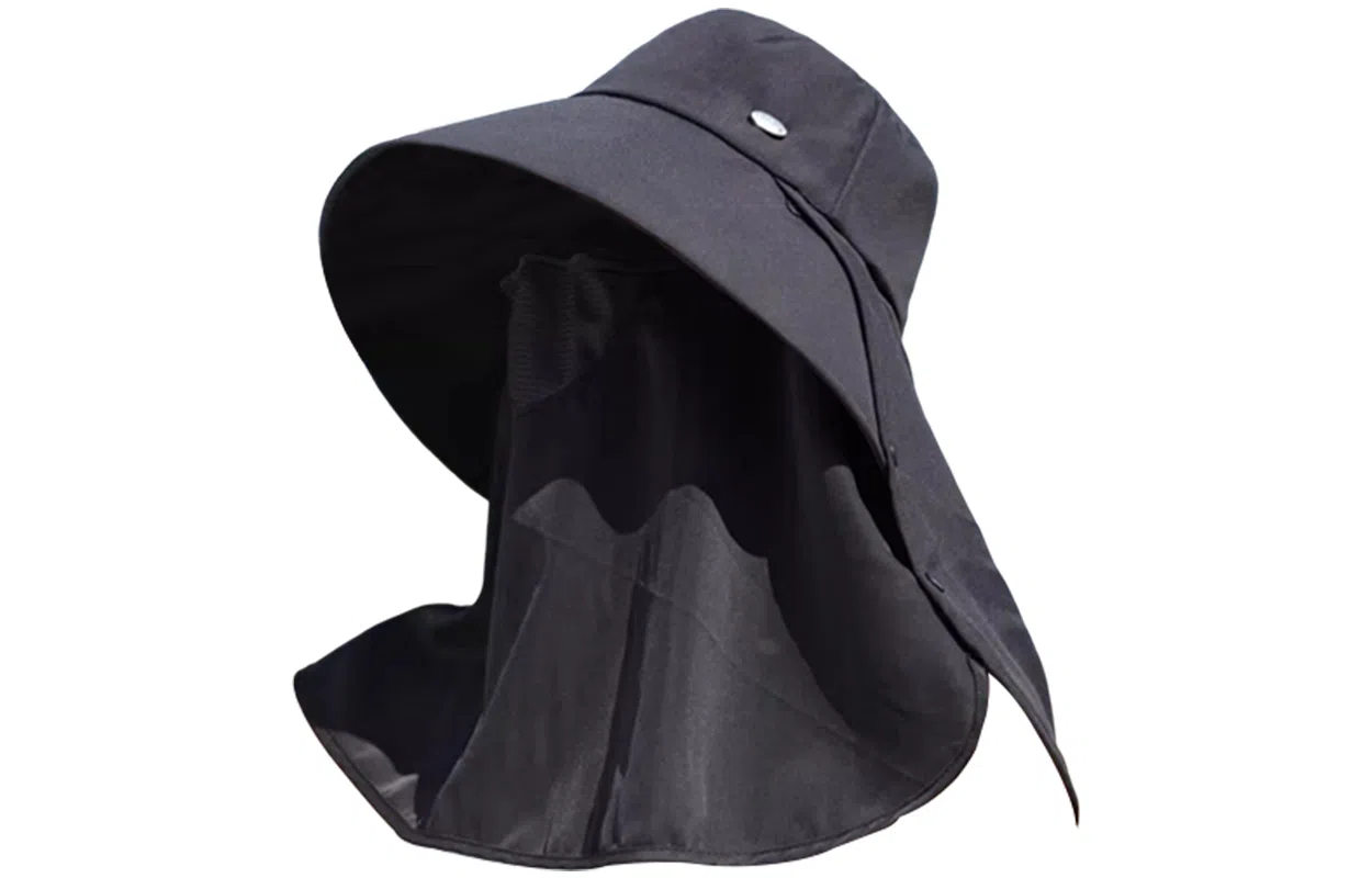 优幽兰 时尚百搭大帽檐遮阳帽小众设计感全脸面罩护颈披肩一体夏季户外出行骑车防紫外线透气太阳帽子 锦纶 防晒帽 女款