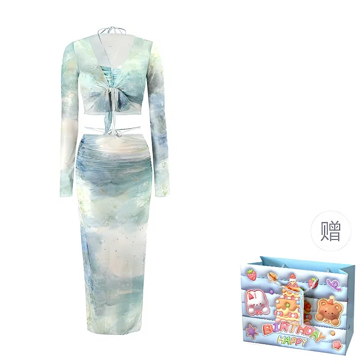 轻迎 合身薄款长袖泳衣套装 女款