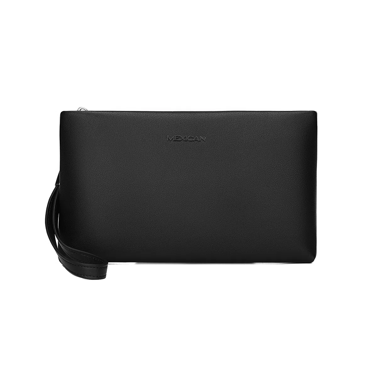 稻草人 英伦风纯色时尚高级感 牛皮革 手拿包 男款 黑色