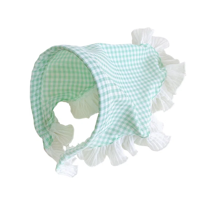 蒙妮 田园风蕾丝格子三角巾 布艺 发箍 女款