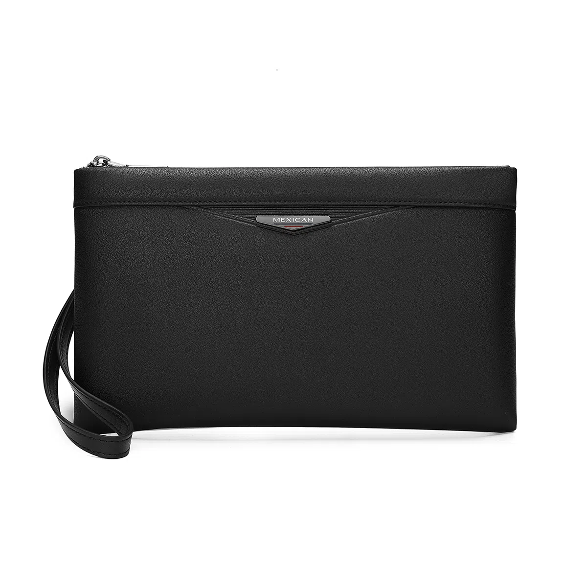 稻草人 英伦风商务纯色时尚潮流 牛皮革 手拿包 常规 男款 黑色