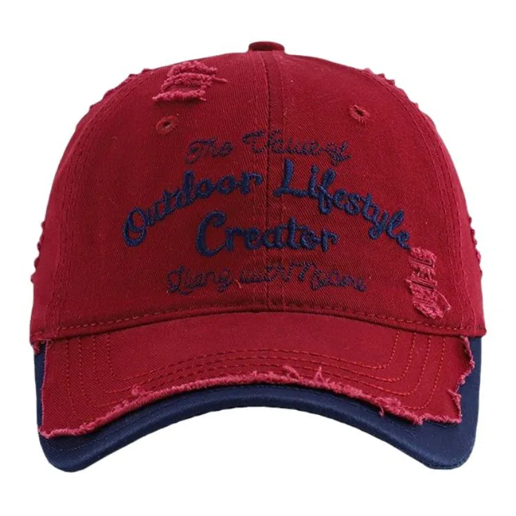 艾佳微 破洞软顶户外休闲遮阳韩版时尚字母刺绣 棉 鸭舌帽 男女同款情侣款