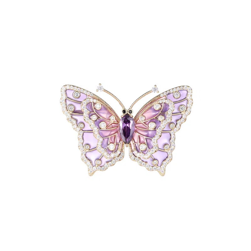 山一丸 优雅气质蝴蝶滴油工艺小众设计昆虫精致 环保铜 胸针 女款