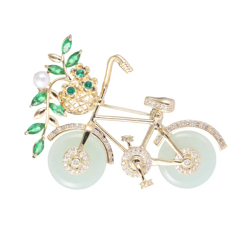 山一丸 新颖个性创意设计有趣胸花童趣时尚可爱潮别针西装外套自行车 环保铜 胸针 女款