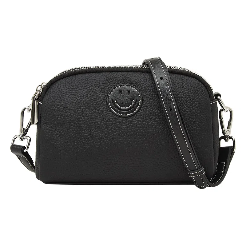 老人头 百搭简约时尚笑脸 头层牛皮 单肩包 女款 多色