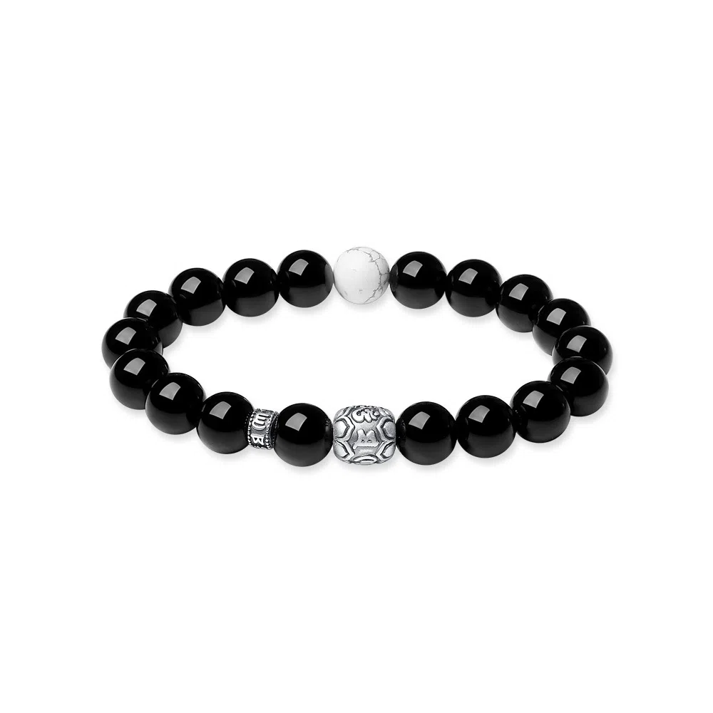 【S999足银纯银】  七七银饰 转运 国潮复古设计风 吉祥如意 平安好运 事事如意 招财纳福天然 黑曜石 玉石手串 男款