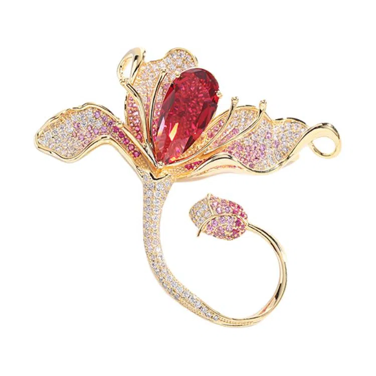 山一丸 复古花朵衣饰西装礼服优雅郁金香 优质环保铜·电镀 胸针 女款