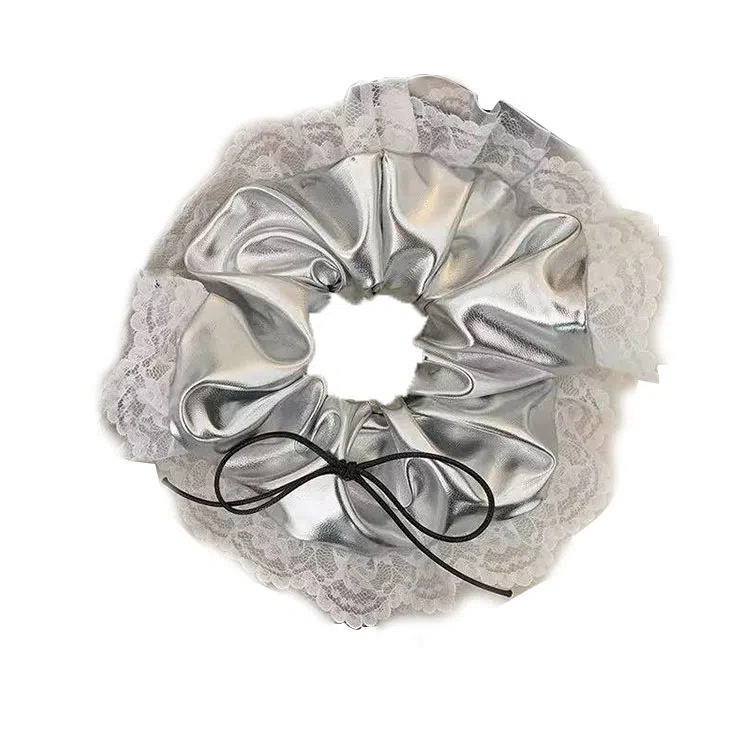 希铃 银色层次蝴蝶结风 蕾丝 发圈 女款