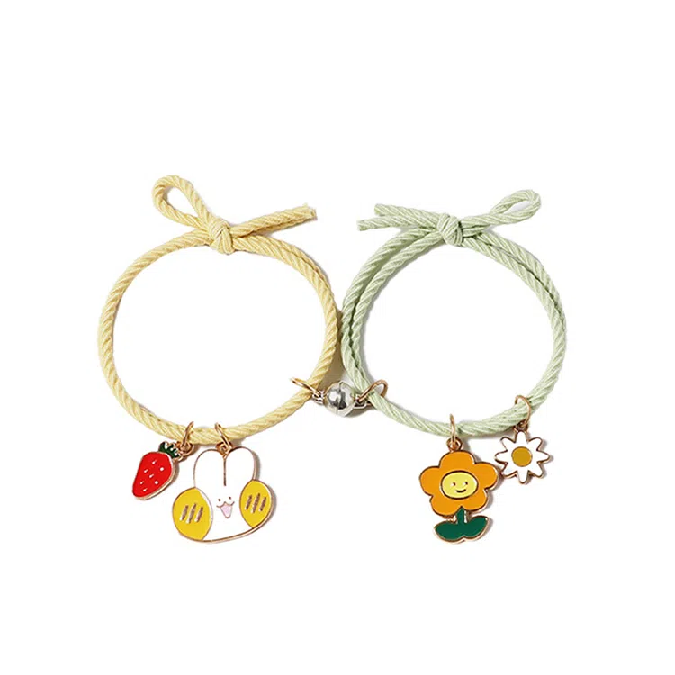 玄唐 卡通闺蜜相吸皮筋手绳两用磁吸一对发绳头饰女