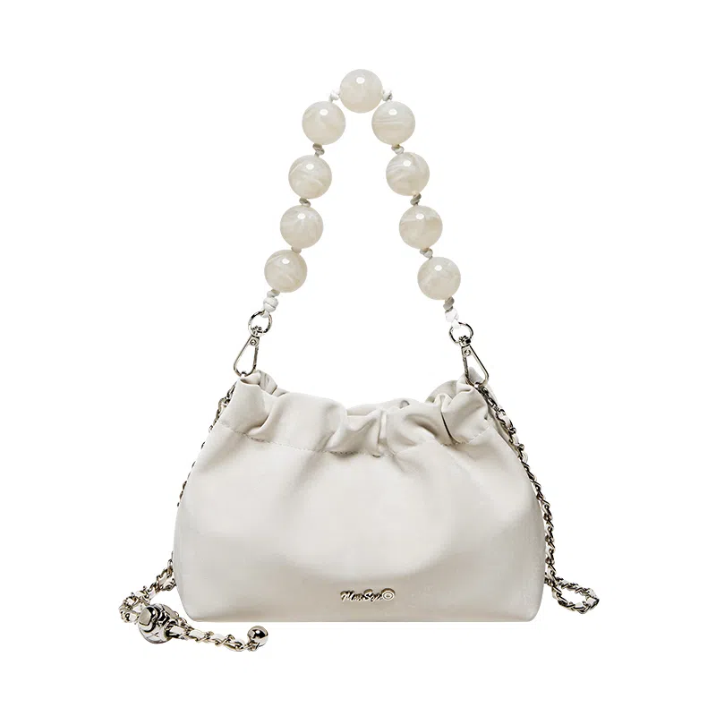 纳兰杜 女包新中式缎面百搭潮流实用女生精致包包 牛皮 链条包云朵包腋下包单肩斜挎包 迷你 女款 太空银/奶昔白/橄榄绿