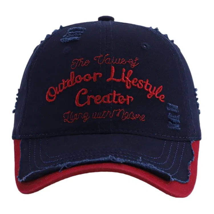 艾佳微 破洞软顶户外休闲遮阳韩版时尚字母刺绣 棉 鸭舌帽 男女同款情侣款